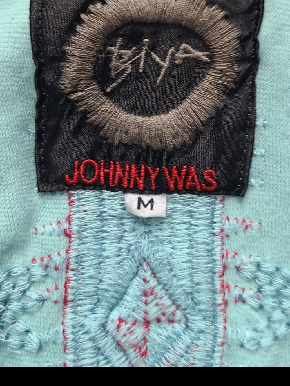 Biya Johnny Was Turquoise Embroidered Open Front Cardigan Size Medium - Picture 6 of 6